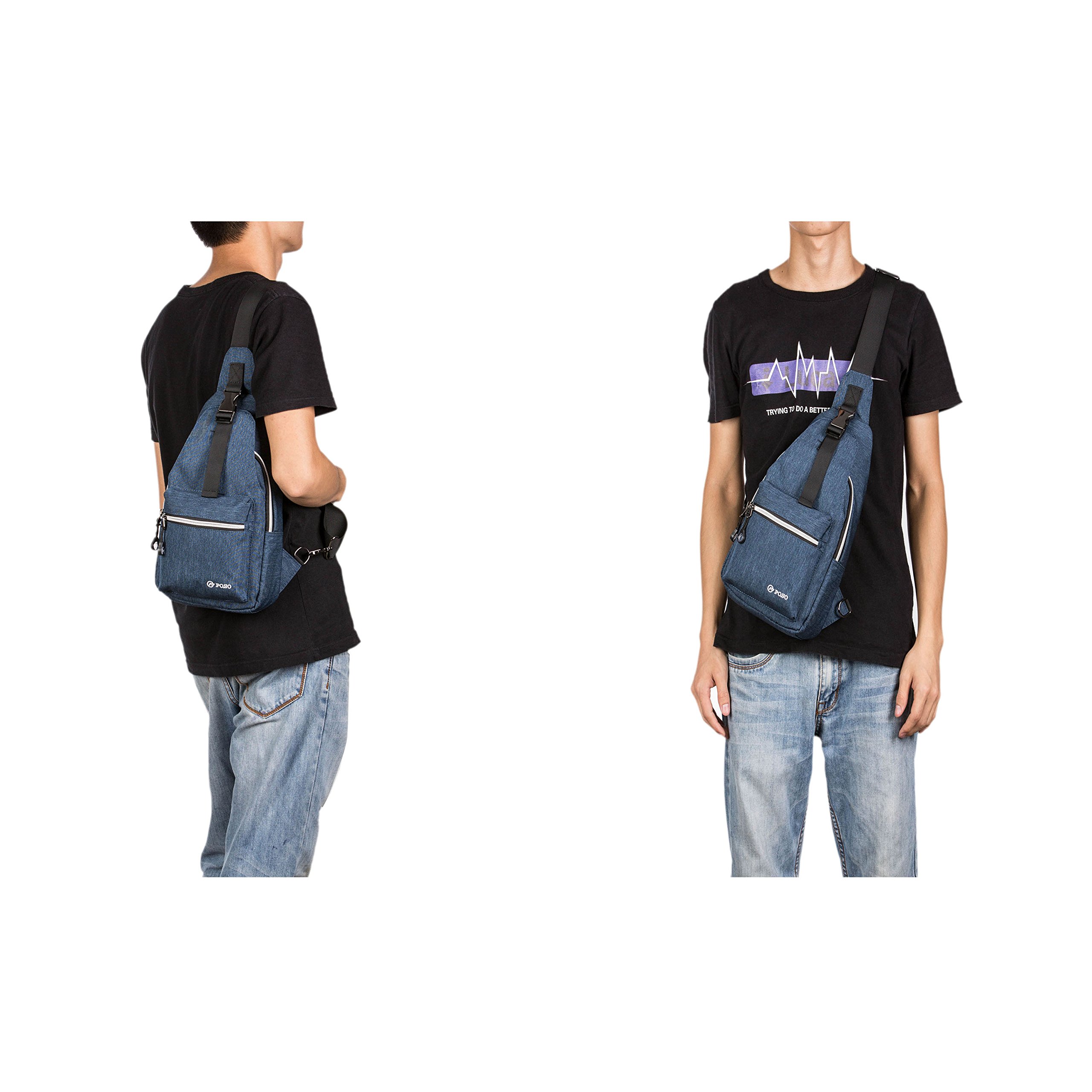 Bolso de Pecho Hombres Sling Crossbody Bolsa Ciclismo Senderismo Saco Satchel al Aire Libre Casual triángulo Paquetes Mochilas Cruzadas-Azul-1