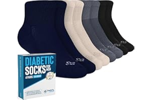 Doctor's Select Diabetic Socks for Men - 4 Pairs Diabetic Ankle Socks for Men | Non Binding Neuropathy Socks for Men