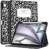 Supveco Case for iPad Air 11 Inch (M3 2025/M2 2024),iPad Air 5th/4th Generation 10.9 Inch 2022/2020 with Pencil Holder-[Auto Wake/Sleep],Premium Folio Stand Soft TPU Back Cover-Book
