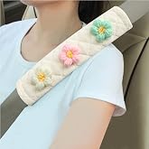 Amooca 2 Pack Seat Belt Covers Soft Shoulder Pad for Cars &amp; Backpack | Universal fit for cars trucks SUVs, reduce neck friction for seatbelt comfort, backpack strap cushion, Knitted Flower