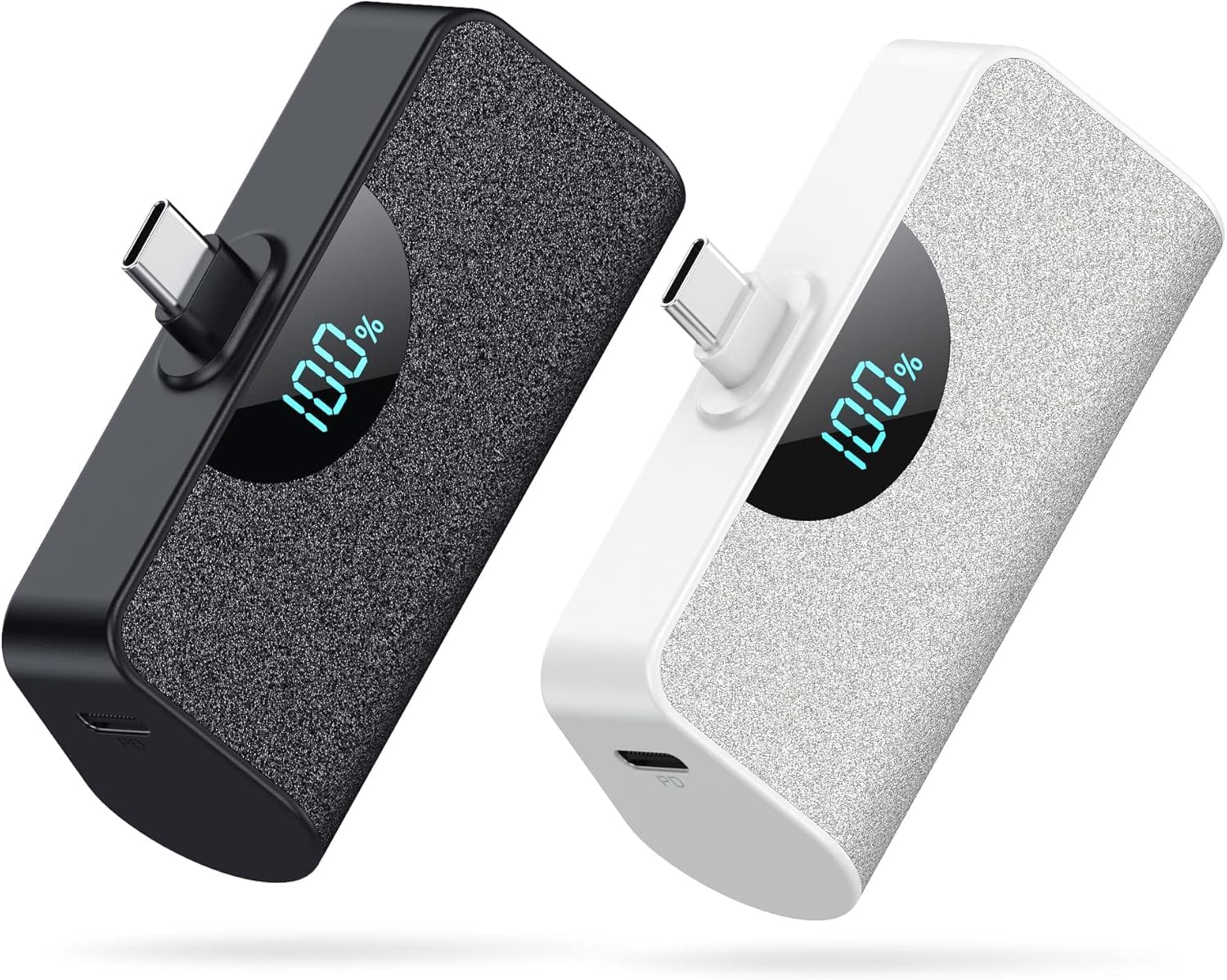 [2-Pack] Mini Portable Charger 5200mAh Power Bank,3A PD USB C Cell Phone Portable Power, LCD Display Battery Pack Compatible with iPhone 17/17 Air/16/16 pro/15/15 pro Max/Android/Samsung/Moto/LG etc