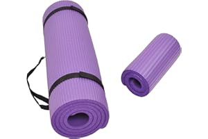 Signature Fitness All Purpose 1/2-Inch Extra Thick High Density Anti-Tear Exercise Yoga Mat and Knee Pad with Carrying Strap 