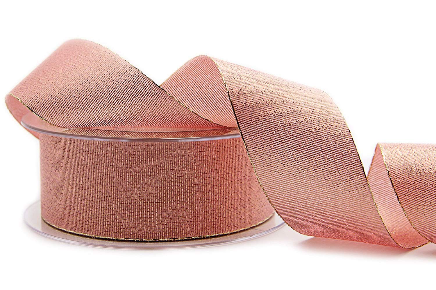 finemark 20 m x 40 mm Vienna Decorative Ribbon Pink Gold Metallic Gift Ribbon Shiny Brocade Rose Gold Rose Lurex Wedding Christmas Decorative Ribbon