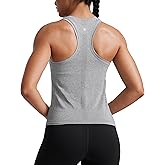 CRZ YOGA Seamless Racerback Tank Tops for Women - Gym Workout Athletic Running Sleeveless Shirts Breathable Scoop Neck