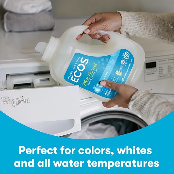 ECOS LAUNDRY DETERGENT LIQUID, 100 LOADS – DERMATOLOGIST TESTED LAUNDRY SOAP – HYPOALLERGENIC, EPA SAFER CHOICE CERTIFIED, PLANT-POWERED – LAVENDER, 100 FL OZ