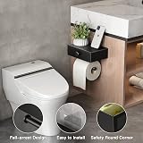 Voldra Toilet Roll Holder with Shelf Black Aluminum Wall Mount Drawer view 3
