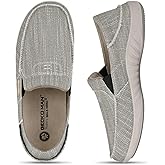 Mens Slip On Shoes, Canvas Mens Loafers with Arch Support, Orthopedic Mens Boat Shoes for Plantar Fasciitis, Indoor & Outdoor Walking Slippers Shoes for Pain Relief