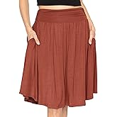 STRETCH IS COMFORT Women's and Plus Size Scoop Hem Flare Mid Length Skirt with Pockets | S-5X
