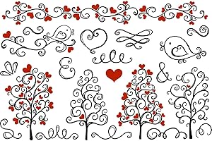 XPRESSIONDECALS Valentine Love Trees - 89290 - Ceramic Decal - Enamel Decal - Glass Decal - Waterslide Decal - 3 Different Size Sheet (Images) to Choose from. Choose Either Ceramic (Enamel) or Glass Fusing Decals