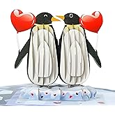 Valentines Card, Pop Up Valentine's Day, Anniversary Card, 3D Popup Greeting Love Card (Penguin Couple)