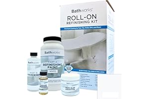 Bathworks Roll-On Refinishing Kit with Non-Slip Additive - 22 fl oz, High Gloss White, Professional-Grade DIY Coating with Tools Included - Durable Non-Yellowing Finish for Bathtubs, Tile, Sinks, & Showers