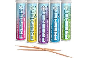 Xero Picks Freshen - Infused Flavored Toothpicks - Cooling Fresh Breath - 100 Picks - 5 Pack - Variety- polar grape, arctic chill, banana ice, berry freeze and crisp apple