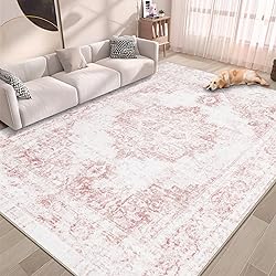 Area Rug 6x9 Vintage Rug: Washable Indoor Medallion