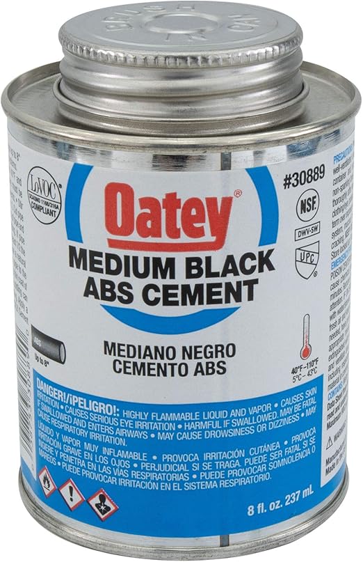 RecPro Medium Black ABS Cement 8 fl. oz. RV Plumbing