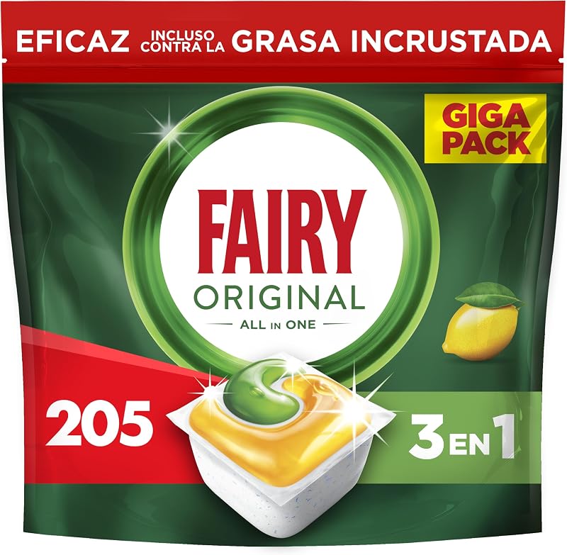 Fairy Original All-In-One Dishwasher Cápsulas, Limão, 5 x (21+20) Cápsulas, Eficaz Mesmo em Graxa Seca