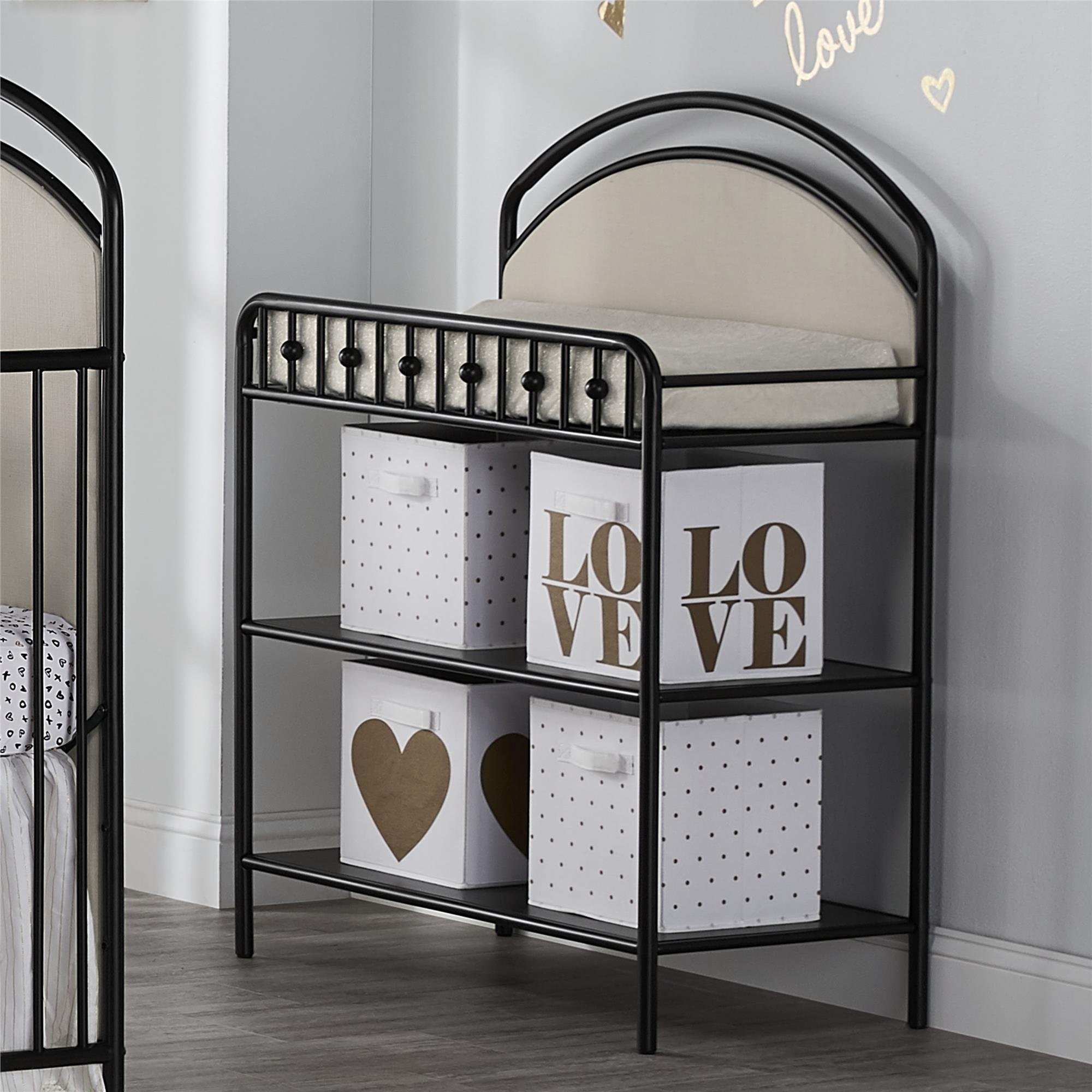black metal changing table