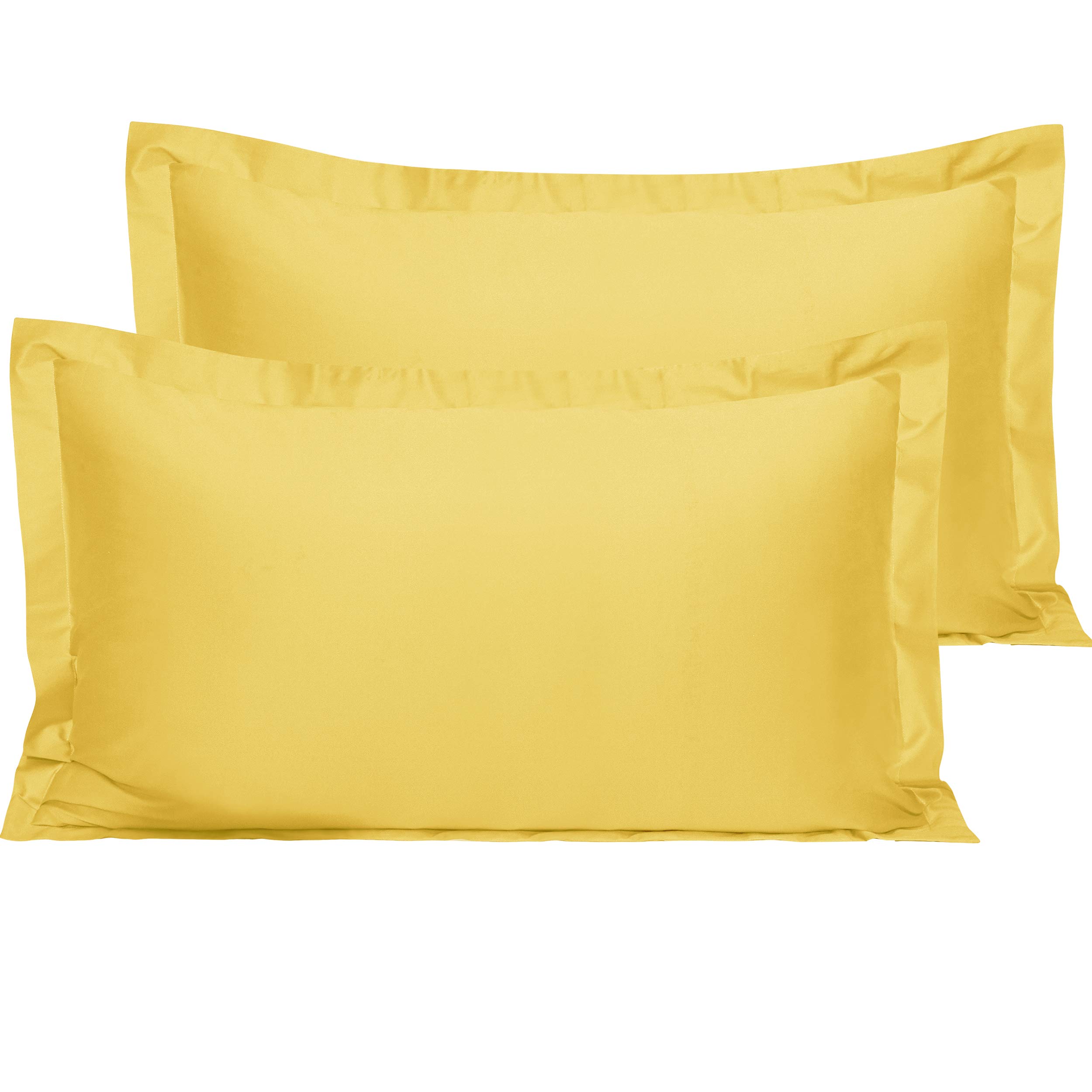 NTBAY 2 Pack 500 Thread Count 100% Egyptian Cotton Oxford Pillowcases, Super Soft and Breathable Euro King Pillow Cases | Hotel Quality Pillow Shams, 50x90 cm, Yellow