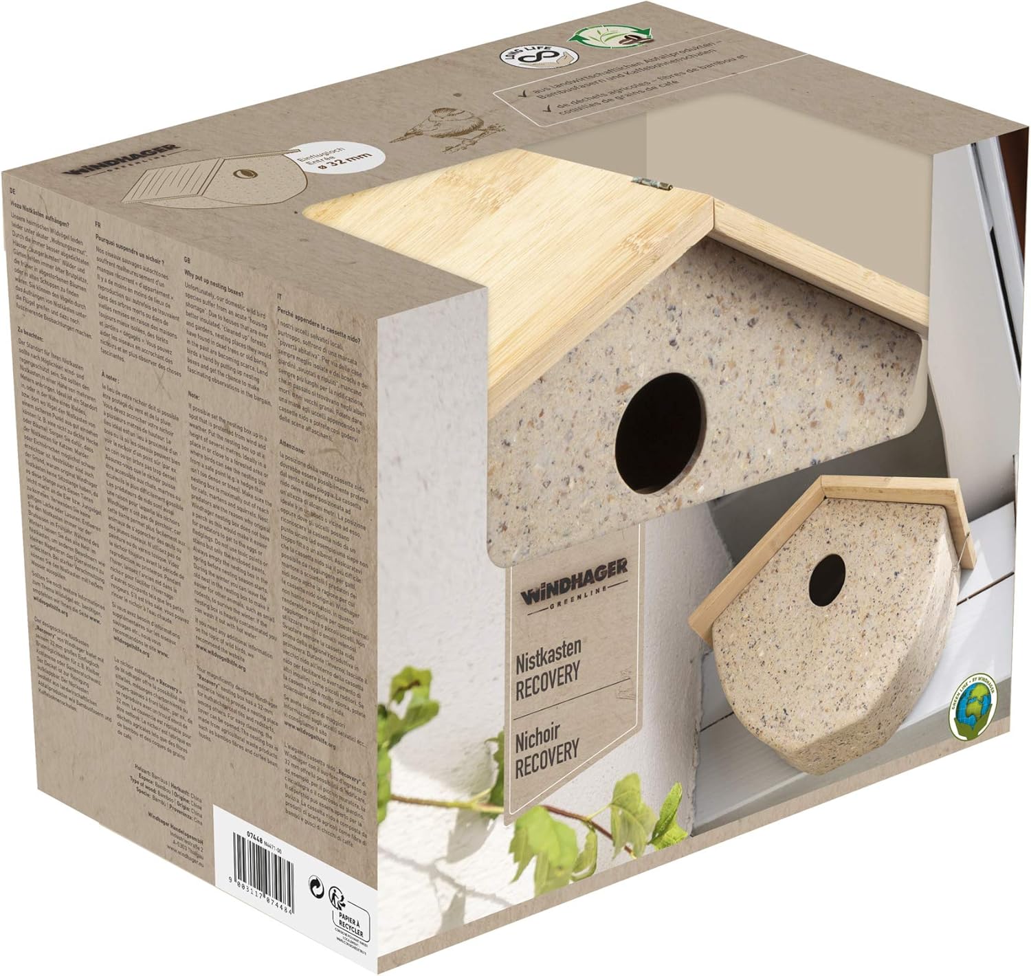 Windhager Nesting Box Recovery ÖKO, Nesting Aid for Great Tit House Pearling and Mourning Catch, Bird Nesting Box, Bird House - Image 4