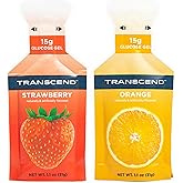 Transcend Foods Strawberry + Orange Gels (1.1 oz, Pack of 10) Fast-Acting Carb Gel Strawberry and Orange Flavor &ndash; Caffeine Free, Gluten Free