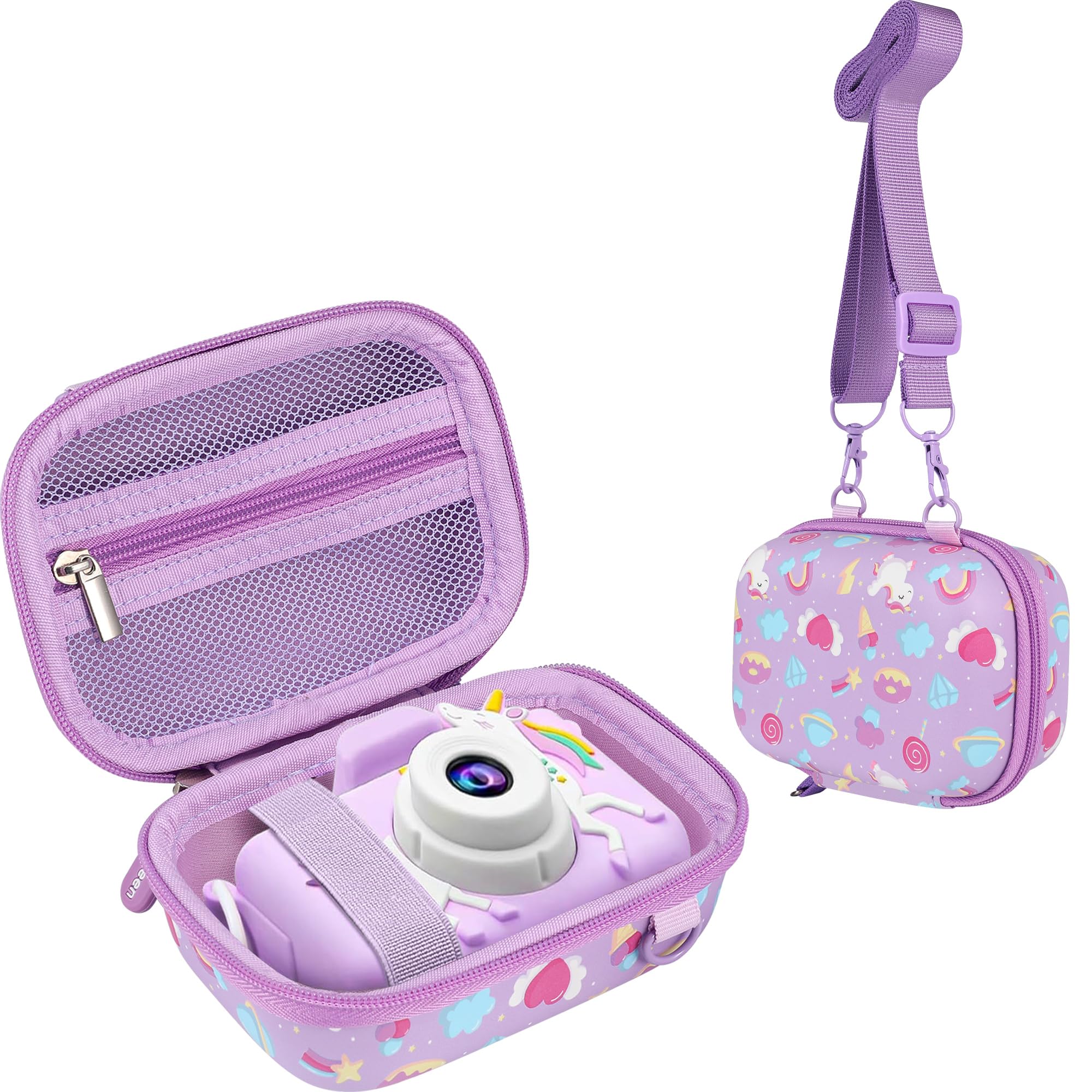 Photo 1 of ***(MISSING STRAP)***Leayjeen Kids Camera Case Compatible with Goopow/Dwfit/Slothcloud/Colofree/KIZJORYA Kids Camera Toys and Children Digital Video Camera,Best Christmas and birthday gifts-Purple Unicorn(Case Only)
