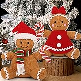 Aymolas 2 Pcs Gingerbread Man Christmas Decorations Indoor for Christmas Ornament Home Decor Gingerbread Plush for Xmas Gift Door Window Table Tree Holiday Xmas Season Decor