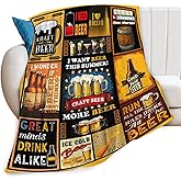 Beer Blanket for Mens, Wheat Cheer Beer Flannel Throw Blanket, Cozy Fleece Soft Stuff Blankets Gift for Women Men Couch Sofa Bed 50" x 40"
