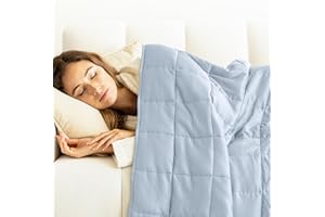 Luna Luxe Cotton Weighted Blankets for Adults - Oeko-Tex Cotton Weighted Blanket Premium Soft Blanket [15lbs - Queen - 60" x 80"] [Light Blue]