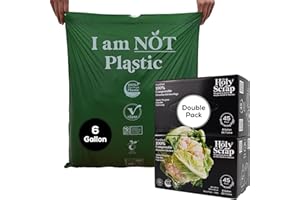 HOLY SCRAP! Medium Compostable Drawstring Trash Bags - 6-8 Gallon, 90 Pack | Plastic-Free Kitchen & Bathroom Garbage Bags with Drawstring Handles | Thick Bin Bag Liners for Green & Food Waste