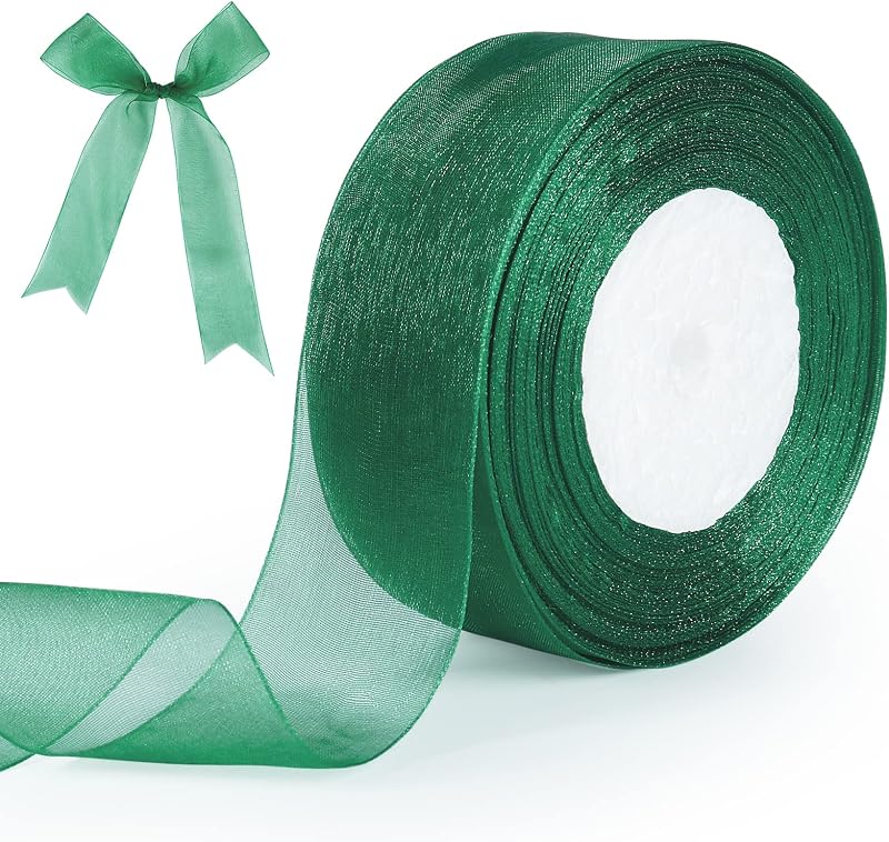 tenn well Green Chiffon Ribbon 40mm 45m Double Sided Gift Craft Wedding