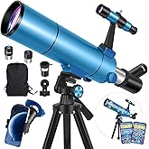 HUGERSTAR Telescope for Adults & Kids, 80mm Aperture 500mm (20X-150X) Professional Refractor Telescope for Astronomy Beginners, Portable Travel Telescopes with Tripod Phone Adapter, Stickers, Backpack