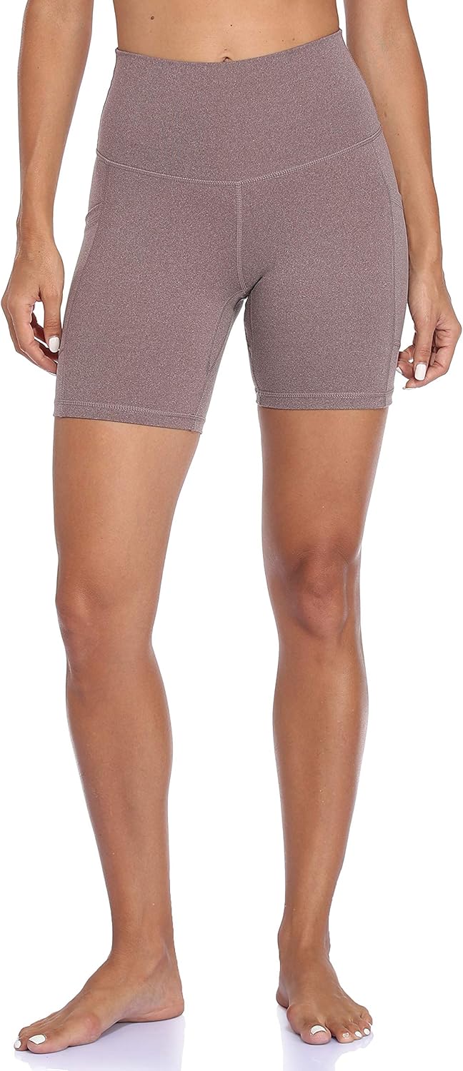 Colorfulkoala Women's High Waisted Yoga Shorts with Pockets 6" Inseam Workout Biker Shorts: Clothing