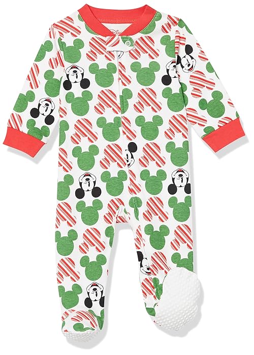 Amazon Essentials Disney | Marvel Baby Boys' Snug-Fit Cotton Pajama Sleepwear Sets, Mickey Holiday - Sleep & Play, 6-9 Months