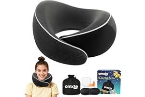 Travel Neck Pillow for Airplane – Memory Foam Neck Pillow for Travel, Ergonomic Neck Support Pillow for Sleeping on Plane, Co