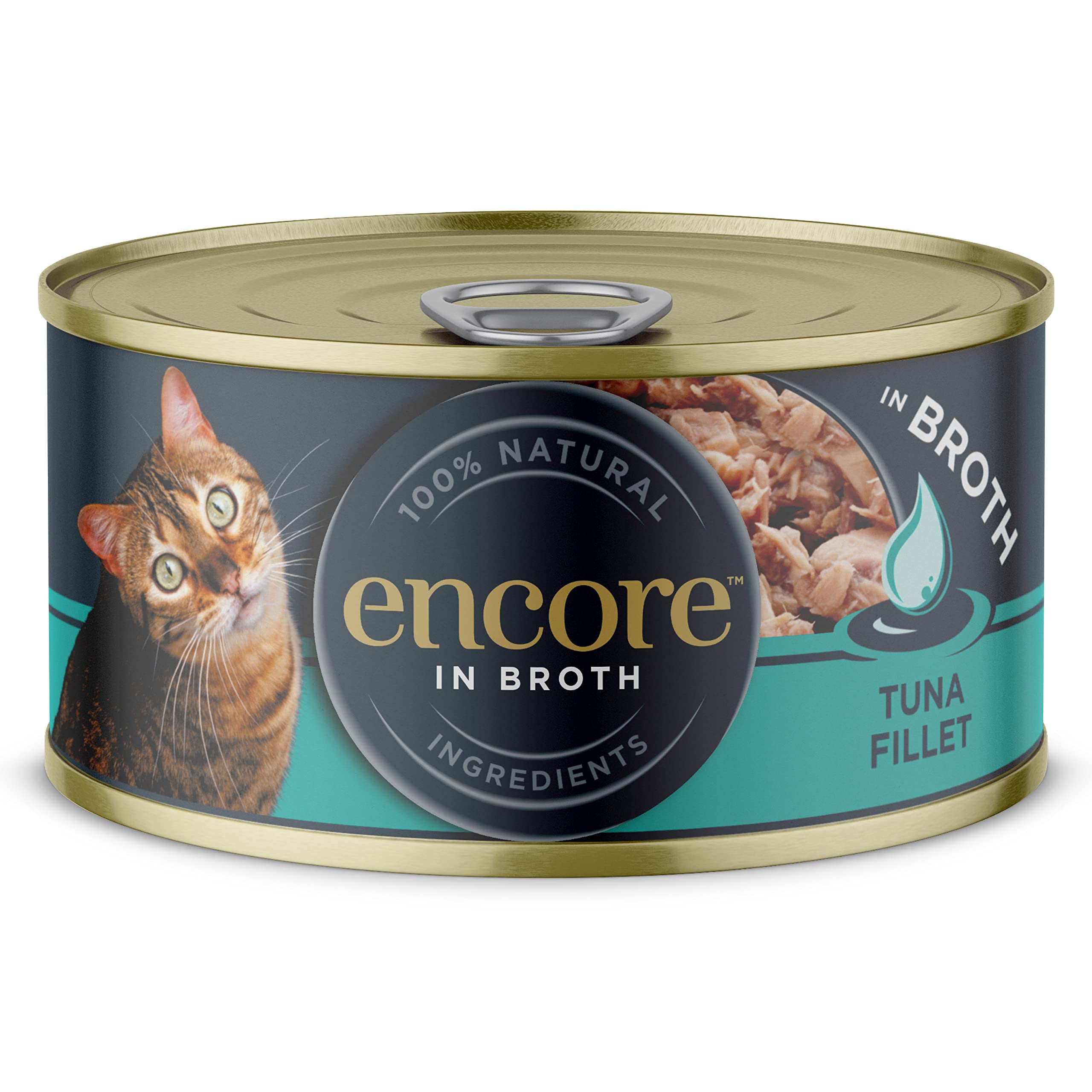 Encore 100% Natural Wet Cat Food, Tuna Fillet in Broth (Pack of 16 x 70g Tins)