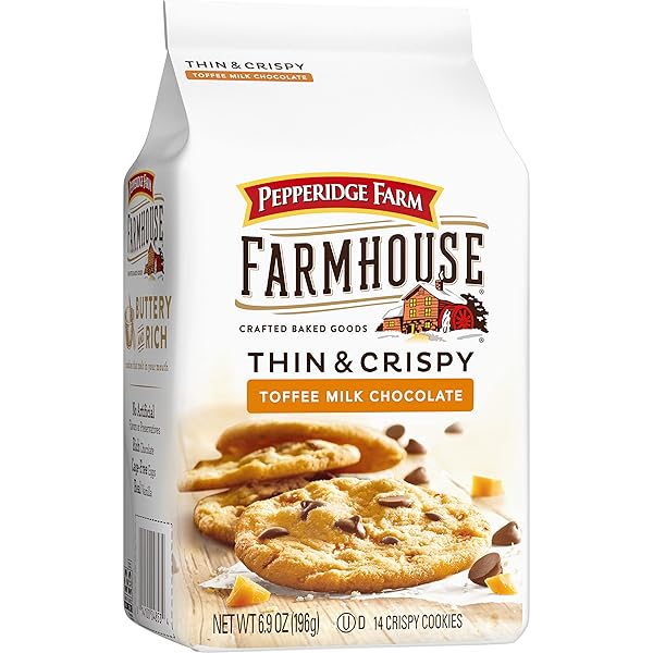 PEPPERIDGE FARM FARMHOUSE THIN & CRISPY TOFFEE MILK CHOCOLATE COOKIES, 6.9 OZ. BAG