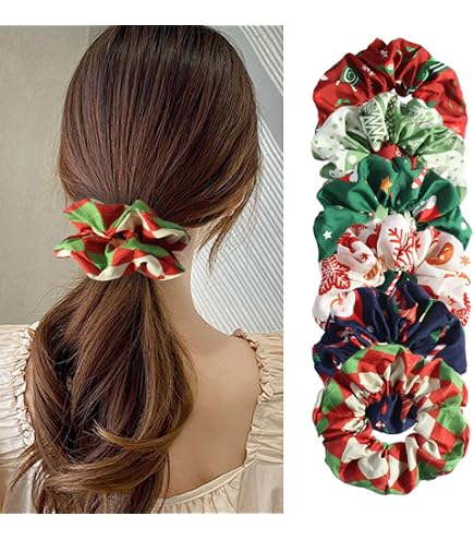 Amazon.com: Yinkin 12 Pcs Christmas Satin Hair Scrunchies Lime
