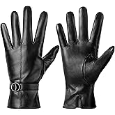 Dsane Womens Winter Leather Gloves Touchscreen Texting Warm Driving Lambskin Gloves for Christmas Gifts