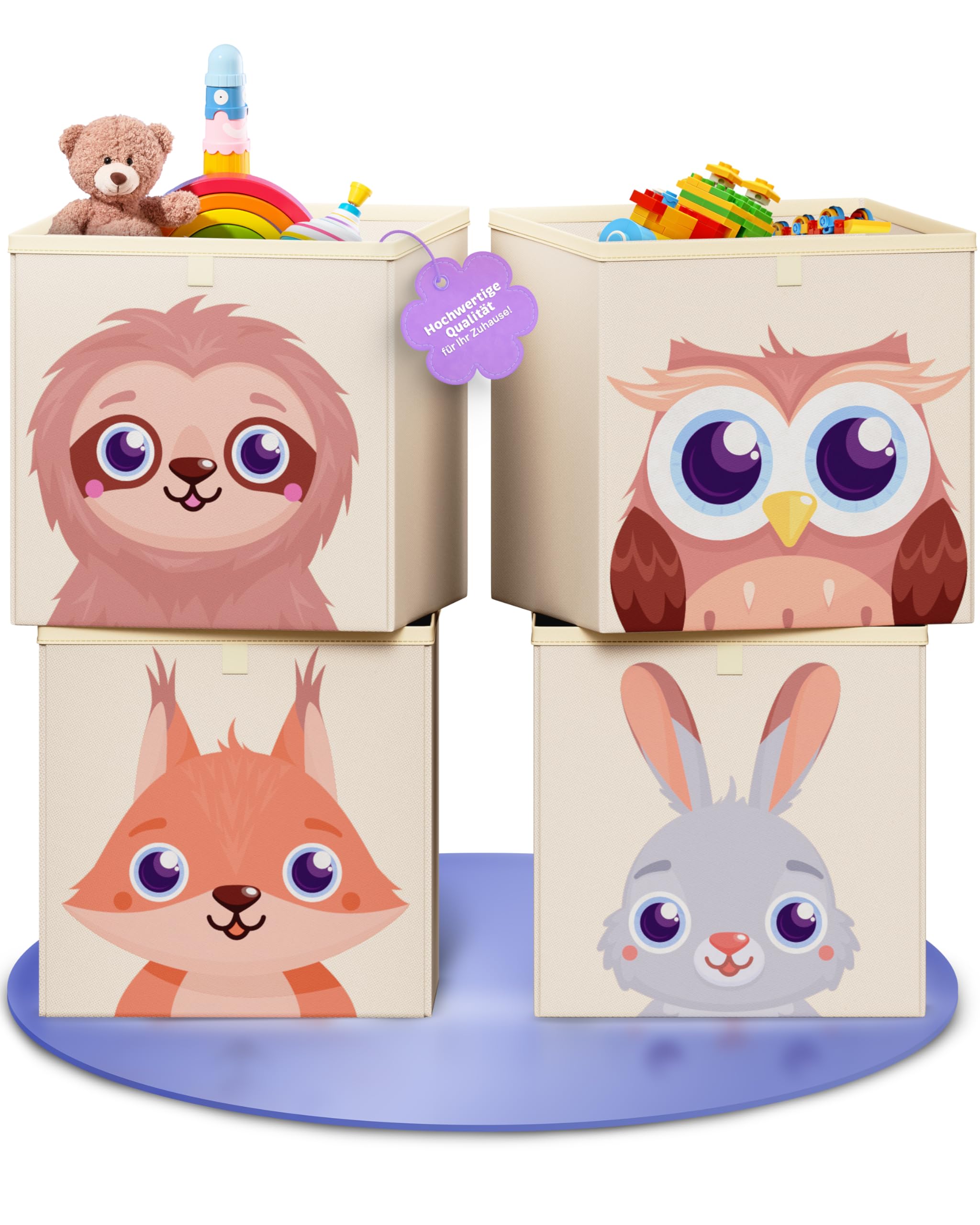 mookrook Aufbewahrungsbox Kinderzimmer 4er Set – Kallax Boxen Kinder, praktische Organizer Kinderzimmer, Spielzeug Aufbewahrungsbox Kinder