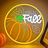 FuugZze Hello Fall Neon Signs for Wall Decor Pumpkin Neon Light Sign Pumpkin Led Signs for Bedroom Wall Fall Light Up Sign Dimmable Thanksgiving Led Sign for Bedroom Office Home Thanksgiving Gifts