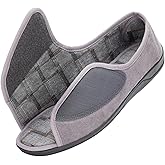 Happy Touch Open Toe Diabetic Slippers for Men Extra Wide Width, Memory Foam Open Toe House Shoes Non Slip - For Seniors Arthritis Swollen Feet