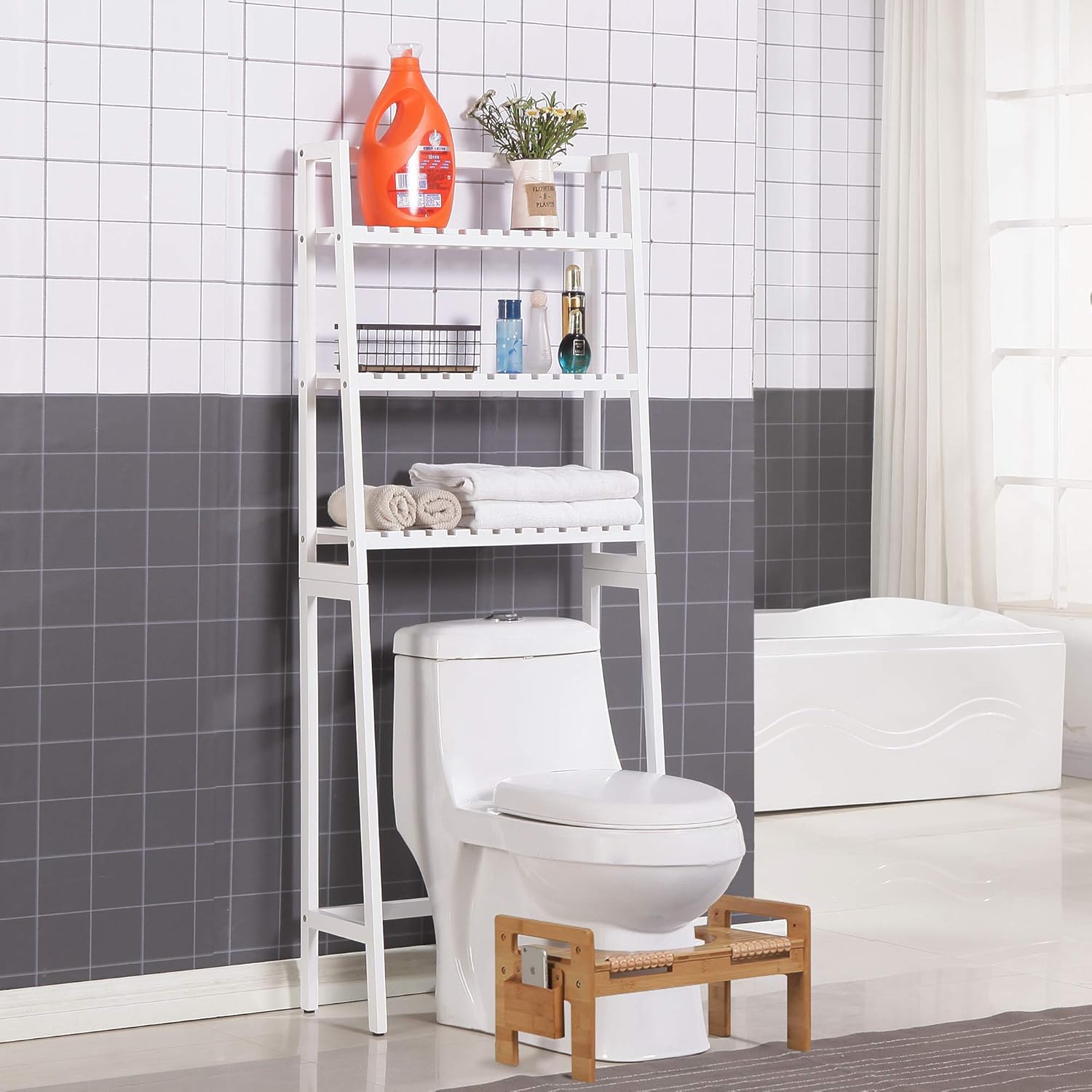 MallBoo Adjustable Bamboo Squatting Toilet Stool Portable Bathroom Squatting Urinal (7" and 9"): Home Improvement