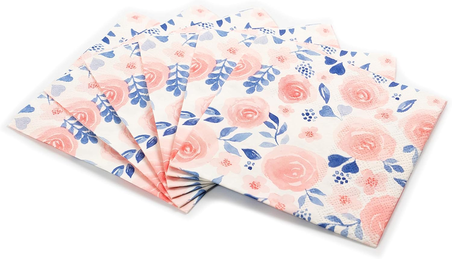 Watercolor Flower Print Cocktail Napkins Set | Decorative & Disposable Paper Napkins for Weddings, Birthdays, Baby Showers, Holiday Events | Fun & Festive Floral Patterns Bursting with Vibrant Color
