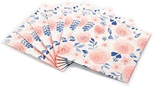 Watercolor Flower Print Cocktail Napkins Set | Decorative & Disposable Paper Napkins for Weddings, Birthdays, Baby Showers, Holiday Events | Fun & Festive Floral Patterns Bursting with Vibrant Color