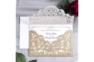 YIMIL 20 Pcs Laser Cut Wedding Invitation Cards with Envelopes for Wedding Quinceañera Birthday Engagement Bridal Shower Grad