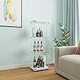 Beauty4U One-Door Glass Display Cabinet, White Curio Cabinets for Living Room, Bedroom, Office, Collection Display, Quick Installation in 30 Mins, 3 Shelves White Floor Standing Glass Bookshelf