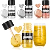 Edible Glitter for Cocktails - 4 Colors Metallic Luster Dust Edible Set, Food Grade Shimmer Powder for Drinks, Baking, Cakes, Cookies, Fondant, Strawberries, Vegan &amp; Party Decor (5g/Bottle)