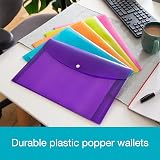 SUMMIT A4+ Heavy Duty Plastic Popper Wallets Pack of 5 Assorted Colours view 6