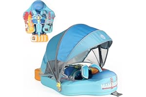 MAMBOBABYFLOAT Mambobaby Float Deluxe Baby Pool Float: Safe & Comfortable Swim Trainer for Infants & Toddlers, Non-Inflatable Design, UV Protection Canopy, Fun Water Experience for Ages 3-24 Months