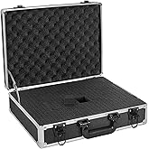 ITHWIU 17 Inch Hard Shell Carrying Case Ideal for Wireless Mic System Storage & Camera Gear Transportation, Customizable Pre-Diced Foam, Aluminum Alloy Sturdy Build, Black