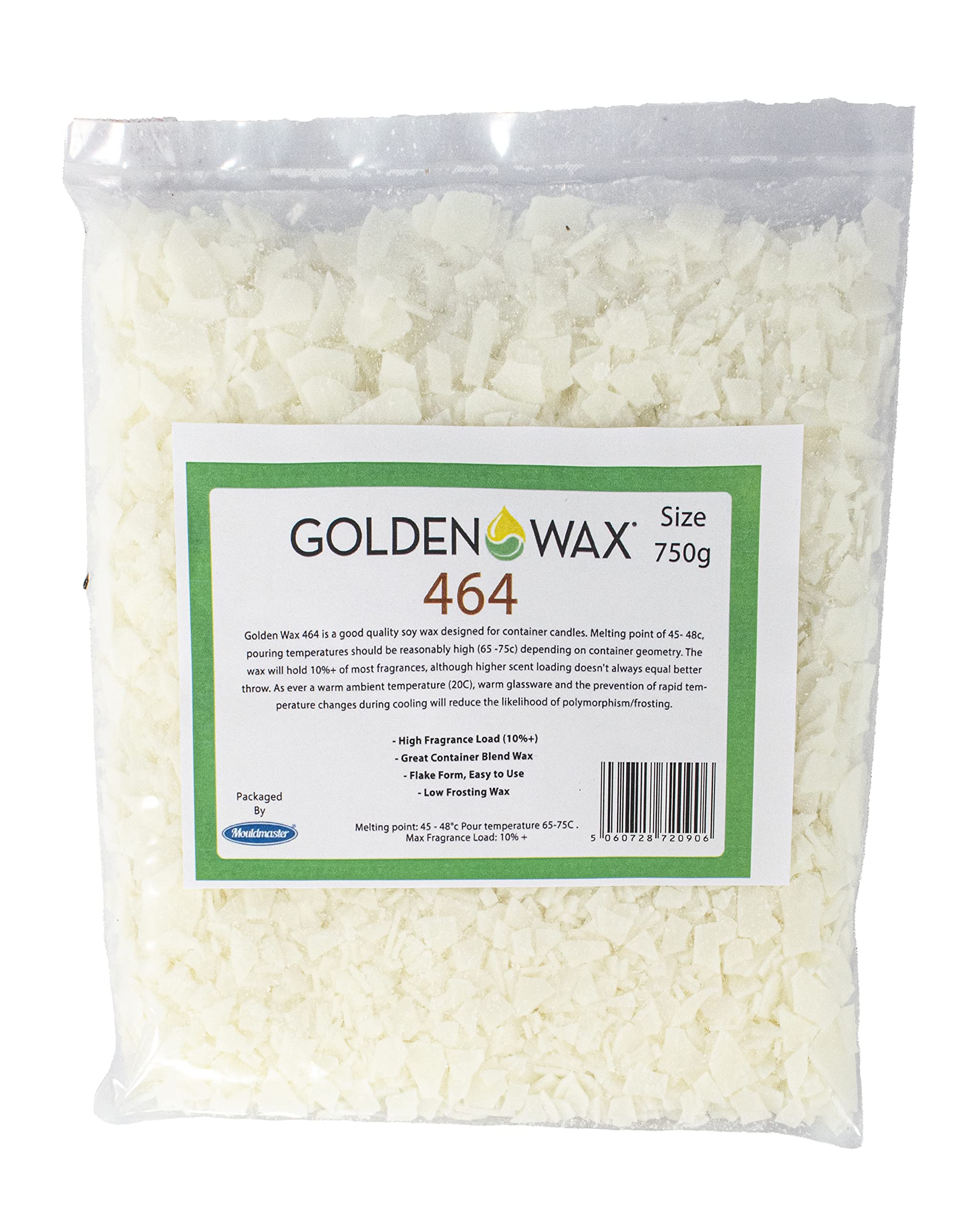 Goldenwax Golden Container Soy Wax 464 Flaked, White, 750g MP27